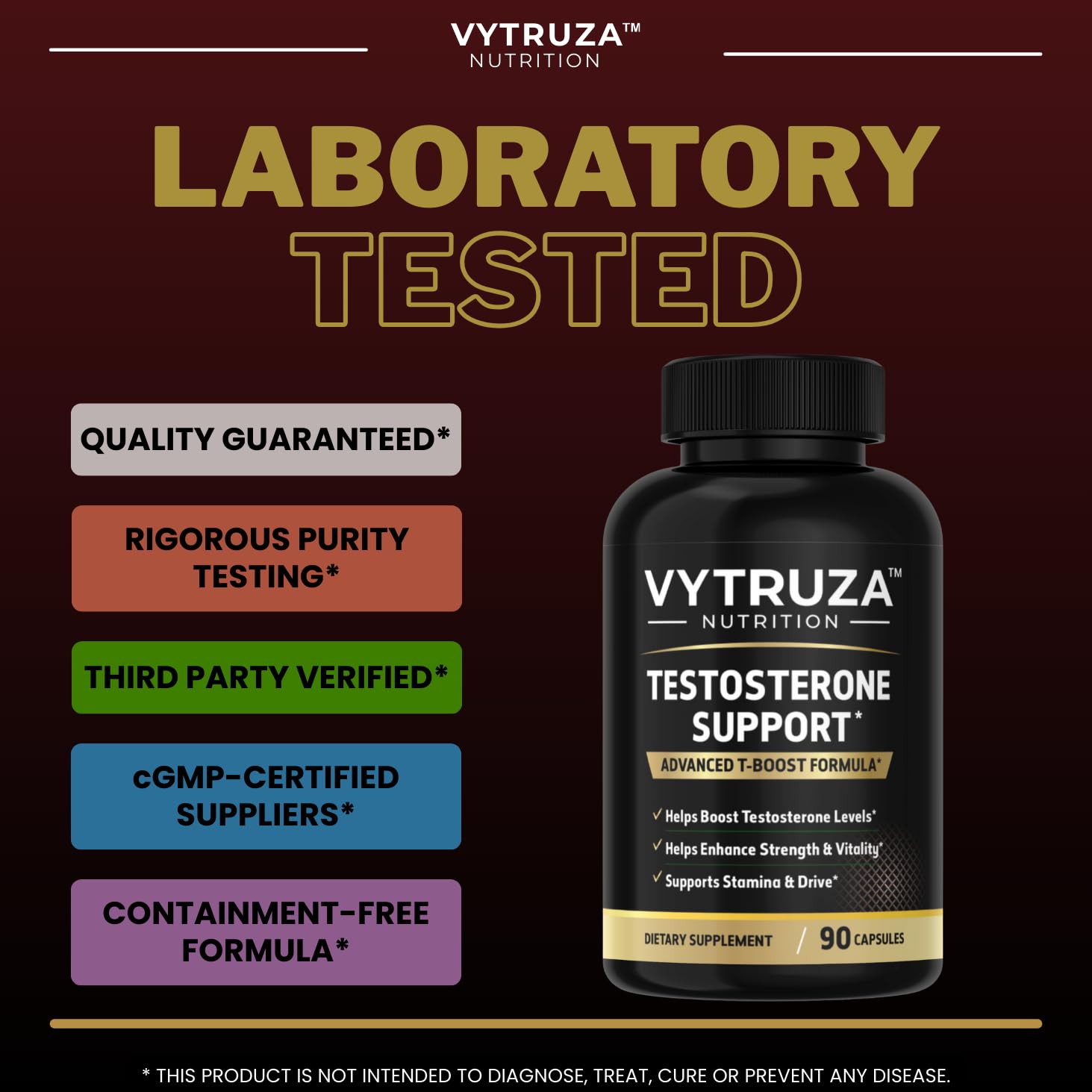 VYTRUZA Nutrition Advanced T-Boost Formula Test Support Capsules, Premium Ingredients, Energy, Strength Support Supplement for Men, 90 Capsules VYTRUZA uk supplements