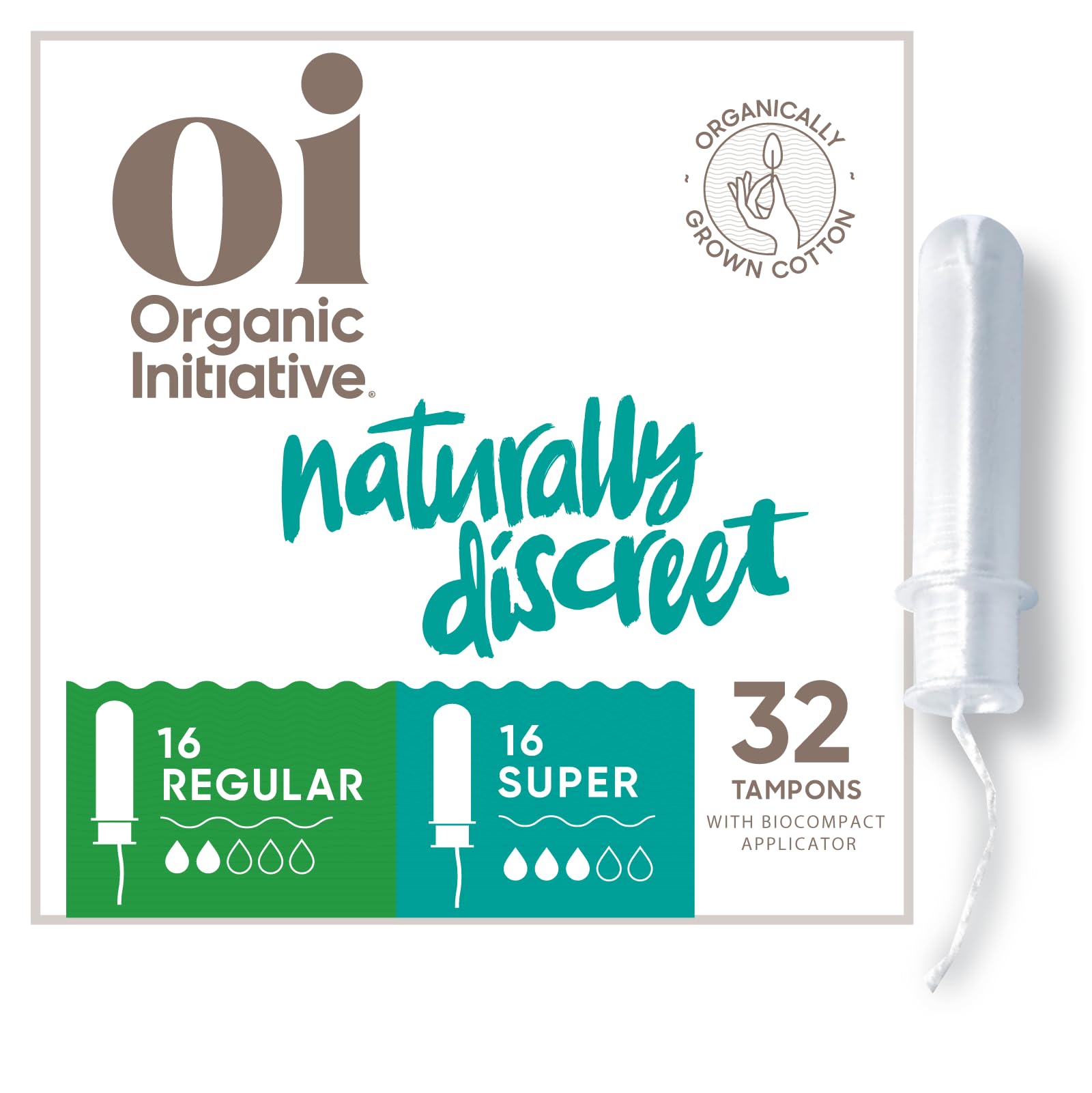 Oi | Organic Initiative - Tampons | Regular/Super Absorbency | Organic Cotton, Unscented oi uk supplements