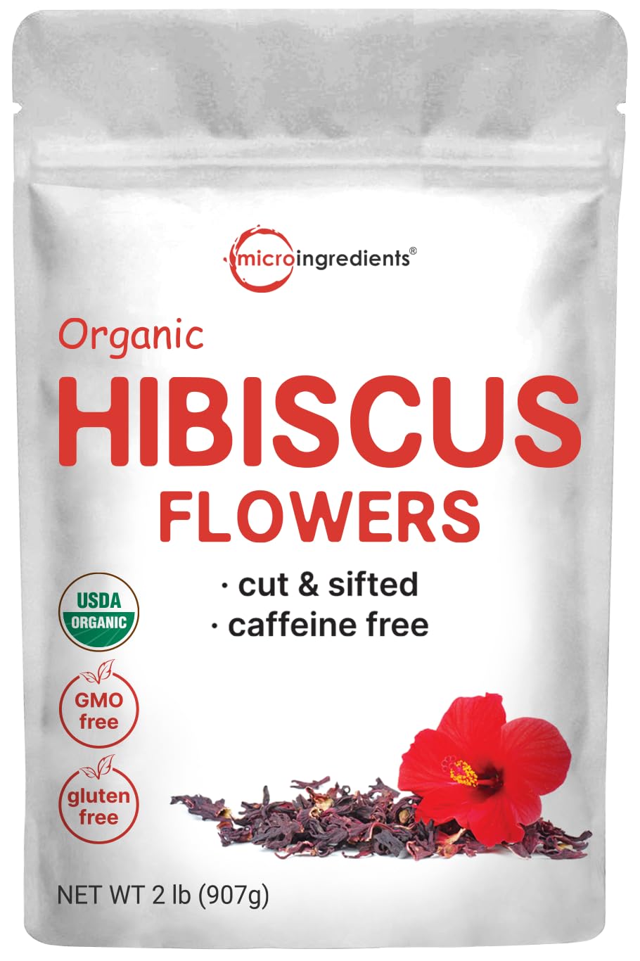 Organic Hibiscus Flowers, 2lbs | Flor de Jamaica, Loose Leaf Flower Source Micro Ingredients uk supplements