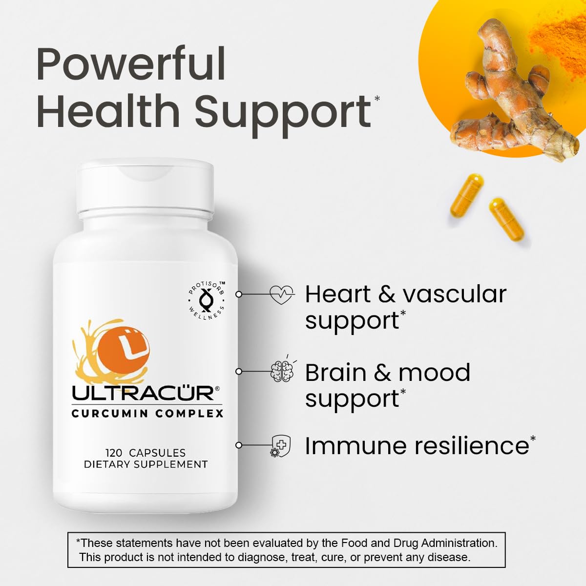 UltraCur Curcumin Complex Supplement - Ultra Bioavailable High Absorption Turmeric Curcumin Supplement for Joint, Muscle & Brain Support - Patented Protisorb for Premium Absorption – 120 Capsules UltraCur uk supplements