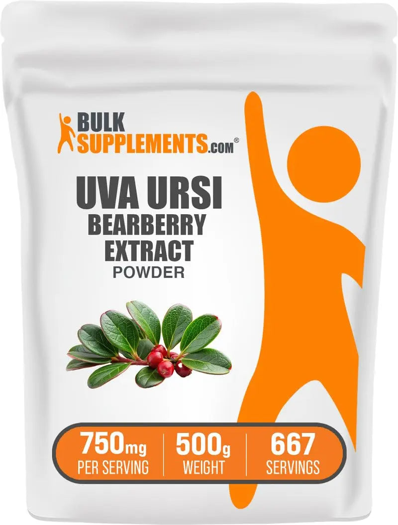 BulkSupplements.com Bearberry Leaf Extract Powder - Uva Ursi Extract, Herbal Supplement - Vegan & Gluten Free, 750mg per Serving, 500g (1.1 lbs) (Pack of 1) BulkSupplements uk supplements