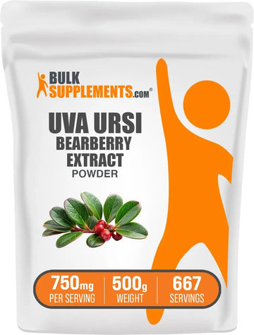 BulkSupplements.com Bearberry Leaf Extract Powder - Uva Ursi Extract, Herbal Supplement - Vegan & Gluten Free, 750mg per Serving, 500g (1.1 lbs) (Pack of 1) BulkSupplements uk supplements