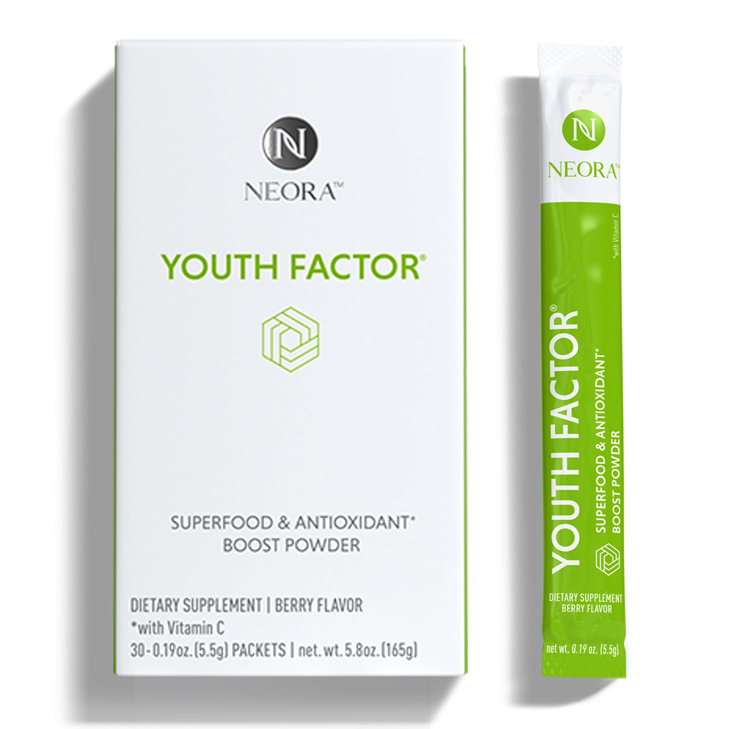 NEORA Youth Factor - Superfood Boost Powder - pH Balance, Hair Skin Nails Support, Fruits & Veggies Equivalent, Nutrient Absorption - 30 Packets NEORA uk supplements