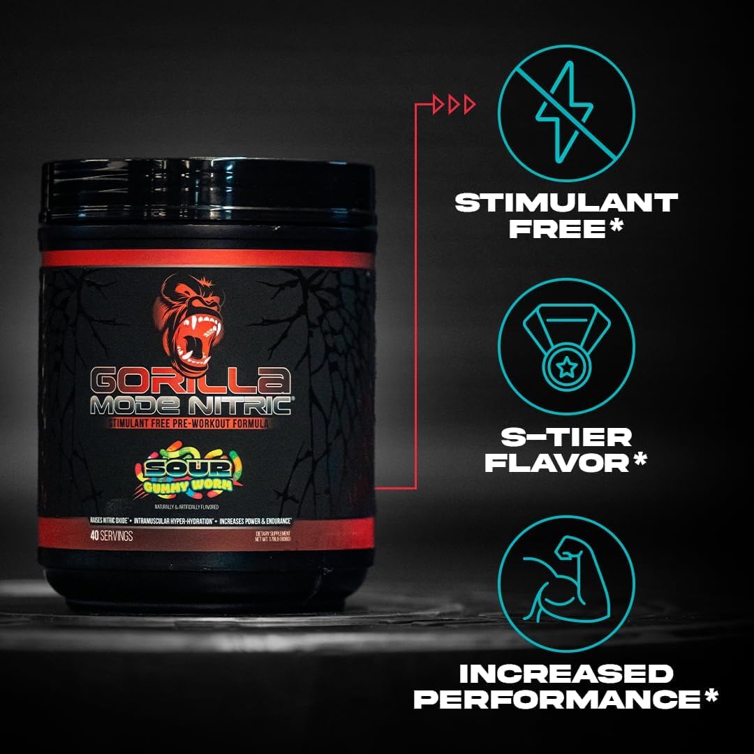 Gorilla Mode Nitric Upgraded Stimulant Free Pre-Workout – Best Tasting and Most Effective Stimulant Free Pre-Workout/Massive Pumps · Vasodilation · Power / 768 Grams (Rocket Frost) Gorilla Mind uk supplements
