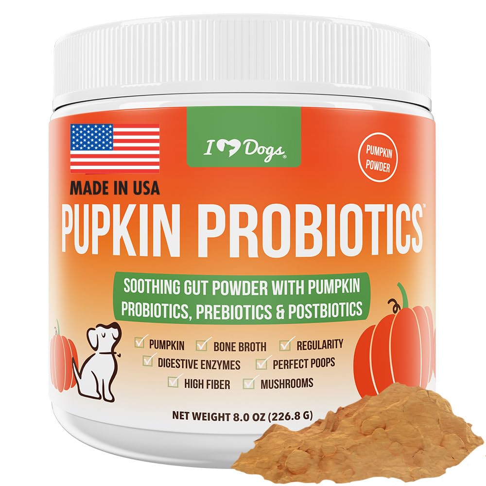 iHeartDogs Pupkin Probiotics, Prebiotics, Postbiotics, & Fiber for Dogs with Pumpkin, Gut Soothing Bone Broth & Mushrooms iHeartDogs uk supplements