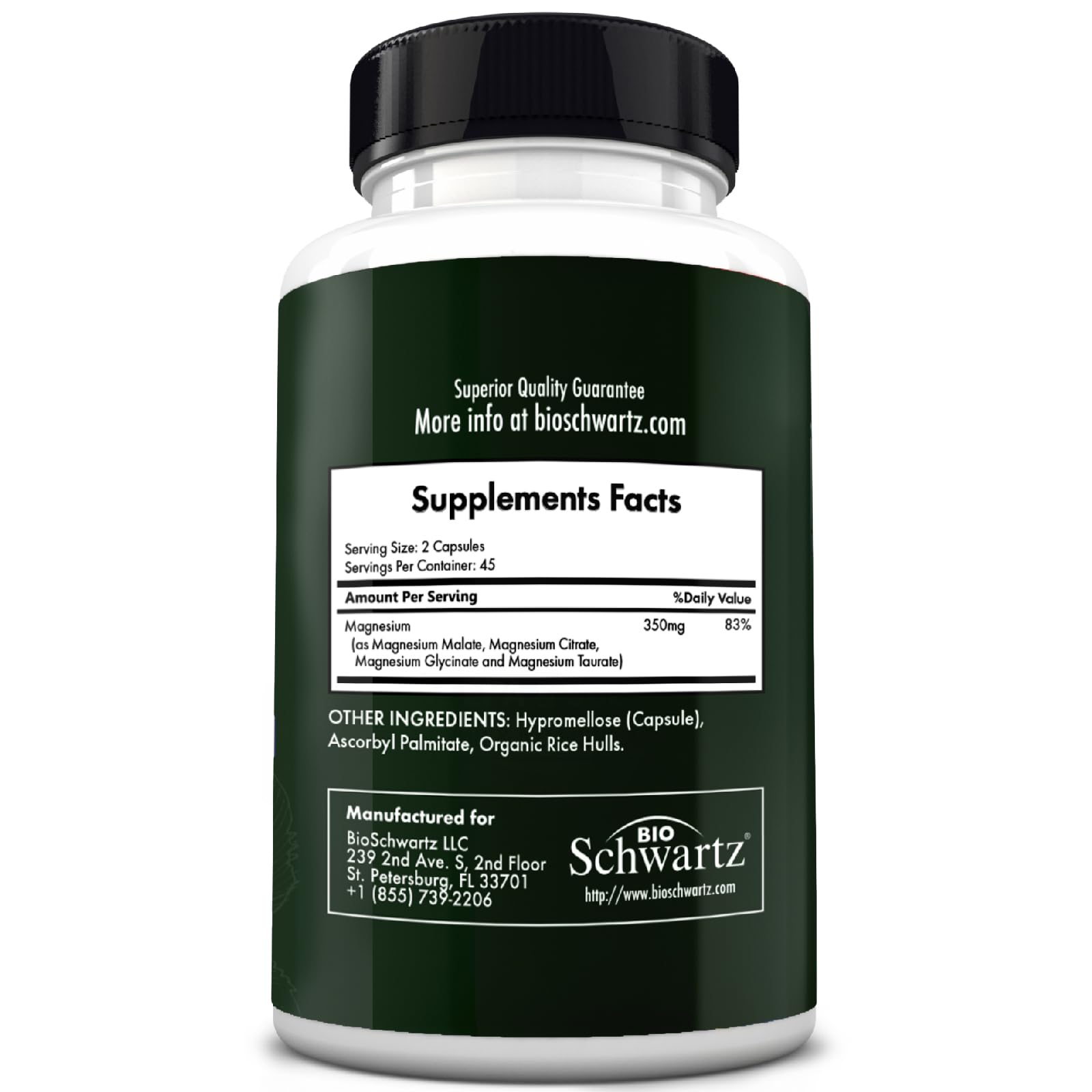 BioSchwartz Magnesium Complex Supplement (90 Capsules) 350mg Magnesium Glycinate Citrate Malate and Taurate Per Serving for Healthy Nerves Muscles Heart Sleep Support (Vegan, Gluten-Free, Non-GMO) BioSchwartz uk supplements