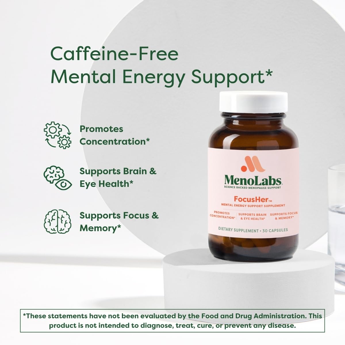 MENOLABS® FocusHer™ Mental Energy Support Supplement – Caffeine-Free Focus, Concentration & Memory – enXtra® & Lutemax 2020® – Menopause, Brain & Eye Health – 30 Capsules, 30-Day Supply MENOLABS uk supplements