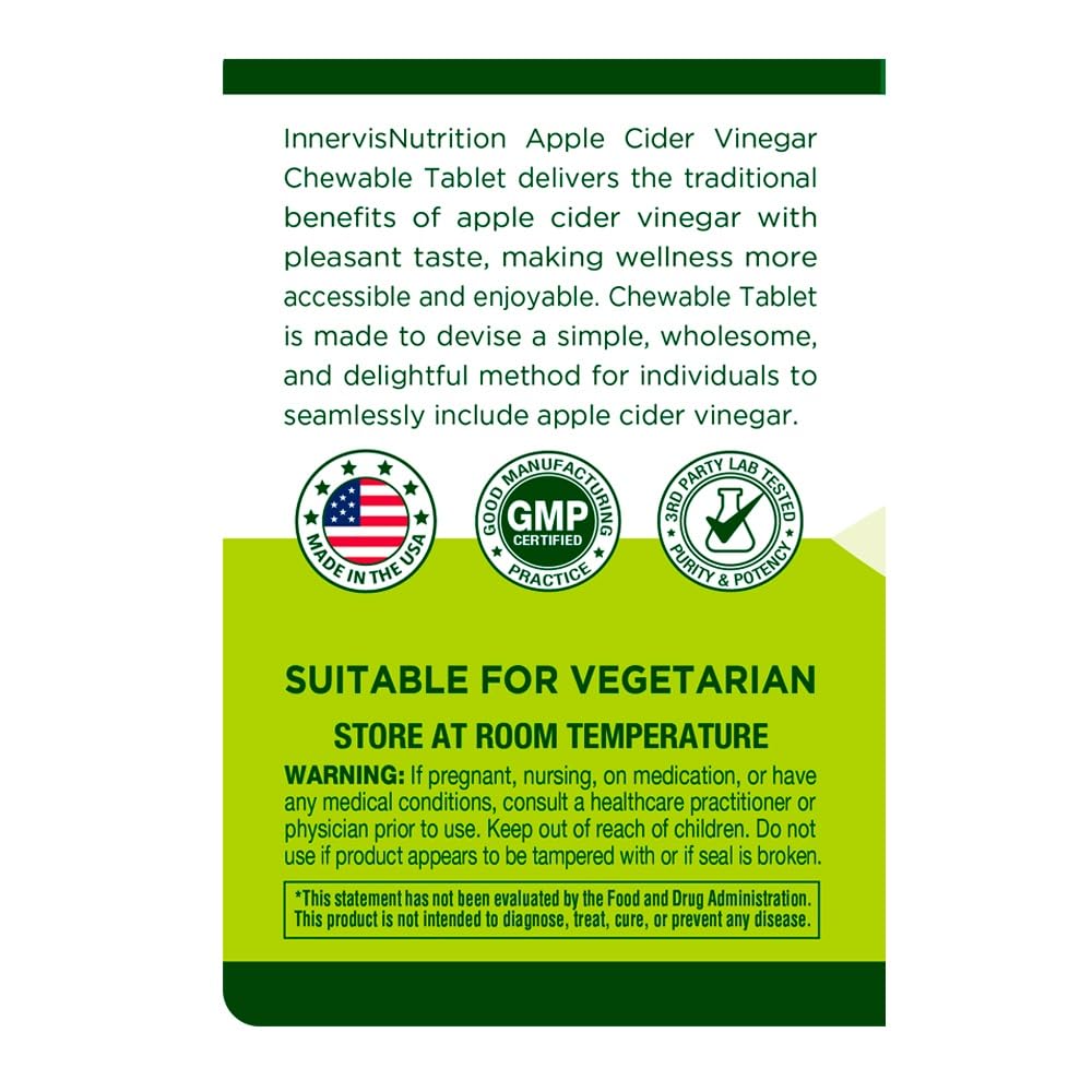 INNERVISNUTRITION Apple Cider Vinegar 120 Chewable Tablets Healthy Heart Immune INNERVISNUTRITION uk supplements