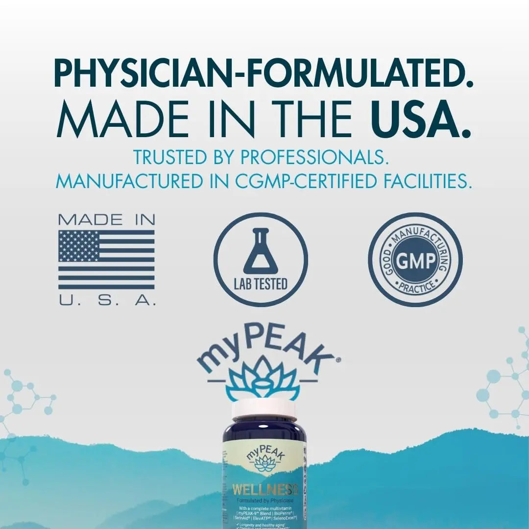 myPEAK Wellness Award-Winning Vegan Multivitamin with ElevATP Ancient Peat Extract, Natural Astaxanthin, Iron, Resveratrol and Alpha GPC myPEAK uk supplements