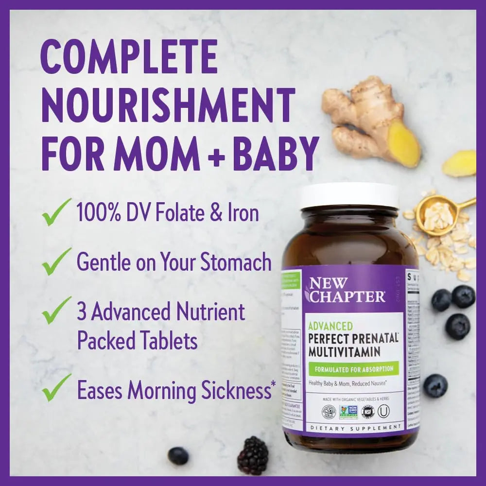 New Chapter Perfect Prenatal Vitamins, Organic Prenatal Vitamins, Non-GMO Ingredients for Healthy Baby & Mom - Folate (Methylfolate), Iron, Vitamin D3 New Chapter uk supplements
