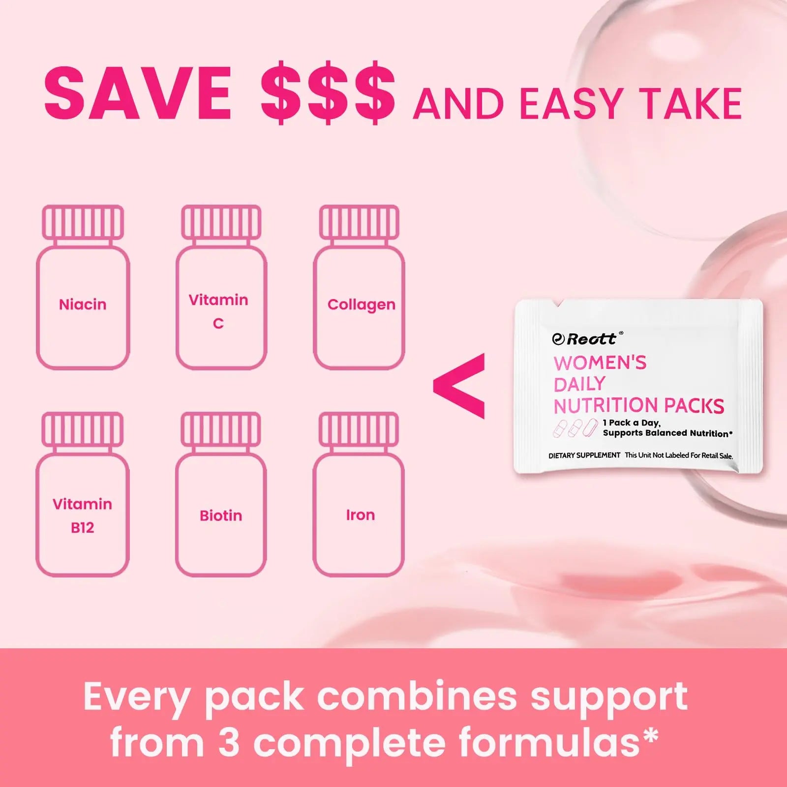 Women's Daily Vitamin Packs with Collagen Peptide, PQQ, 4-IN-1 Multivitamins For Women Health Supports Immune Health, Skin, Brain REOTT uk supplements