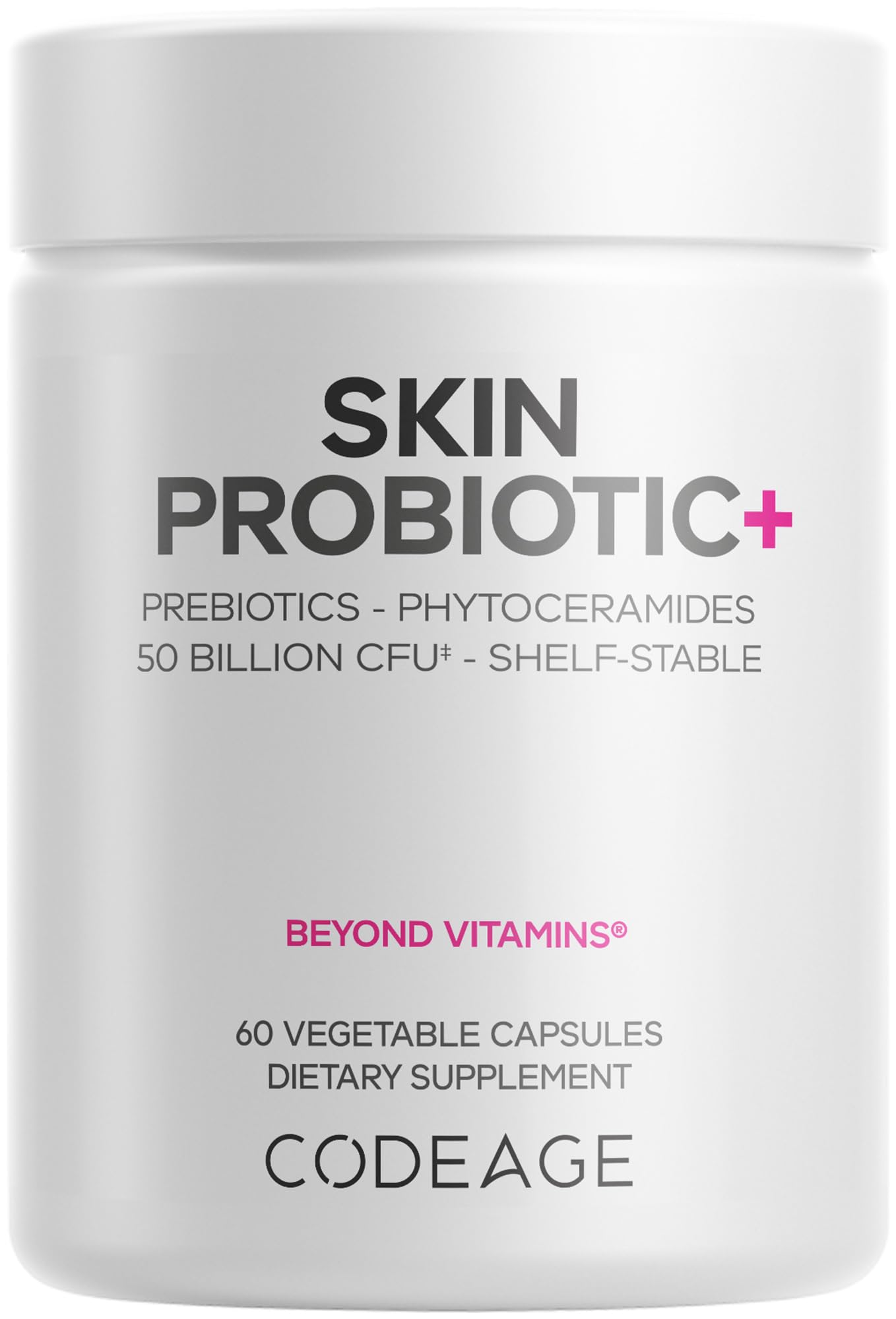 Codeage Skin Probiotics + Prebiotics - Skin Care Routine Supplement - 50 Billion CFU - Ayurvedic Botanical Herbs - Face Probiotics - Shelf Stable Cleanser, Non-GMO, Vegan - 60 Capsules Codeage uk supplements