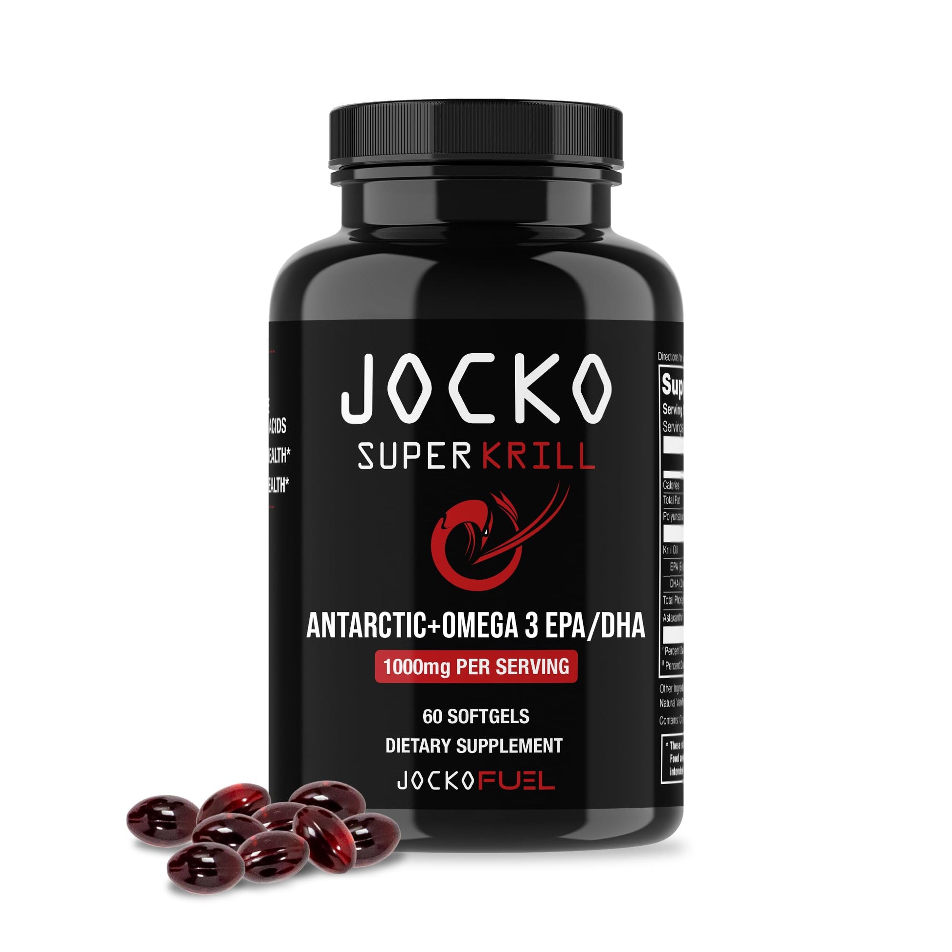 Jocko Fuel Antarctic Krill Oil Omega 3 Fatty Acid Supplements DHA & EPA - 1000mg Softgel Jocko Fuel uk supplements
