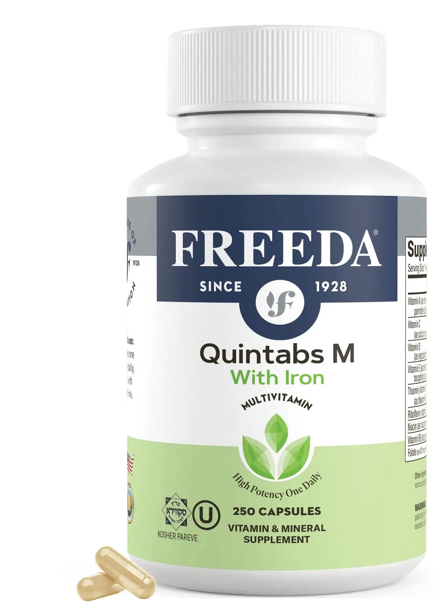 FREEDA Multivitamin One Daily – Quintabs-M with Iron – Kosher Multi Vitamins Supplements for Women Health - Multivitamins for Women & Iron FREEDA uk supplements