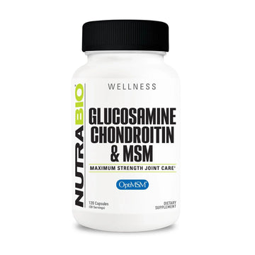 NutraBio Glucosamine Chondroitin & OptiMSM Supplement, Joint Support Formula - 120 Capsules (120 Count) NutraBio uk supplements