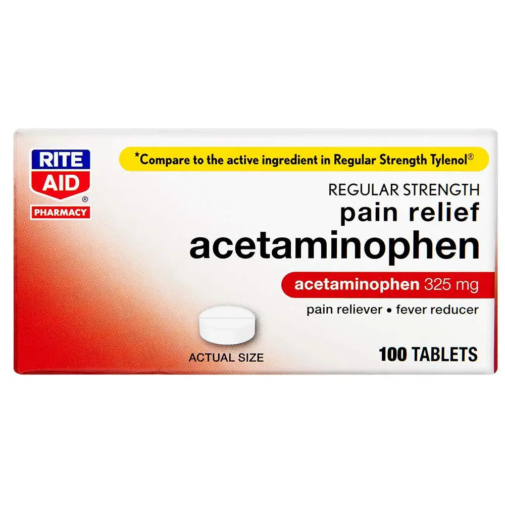 Rite Aid Regular Strength Pain Relief Acetaminophen, 325mg - 100 Tablets | Pain Reliever and Fever Reducer | Joint Pain Relief | Muscle Pain Relief | Arthritis Pain Relief | Back Pain Relief Products Rite Aid uk supplements