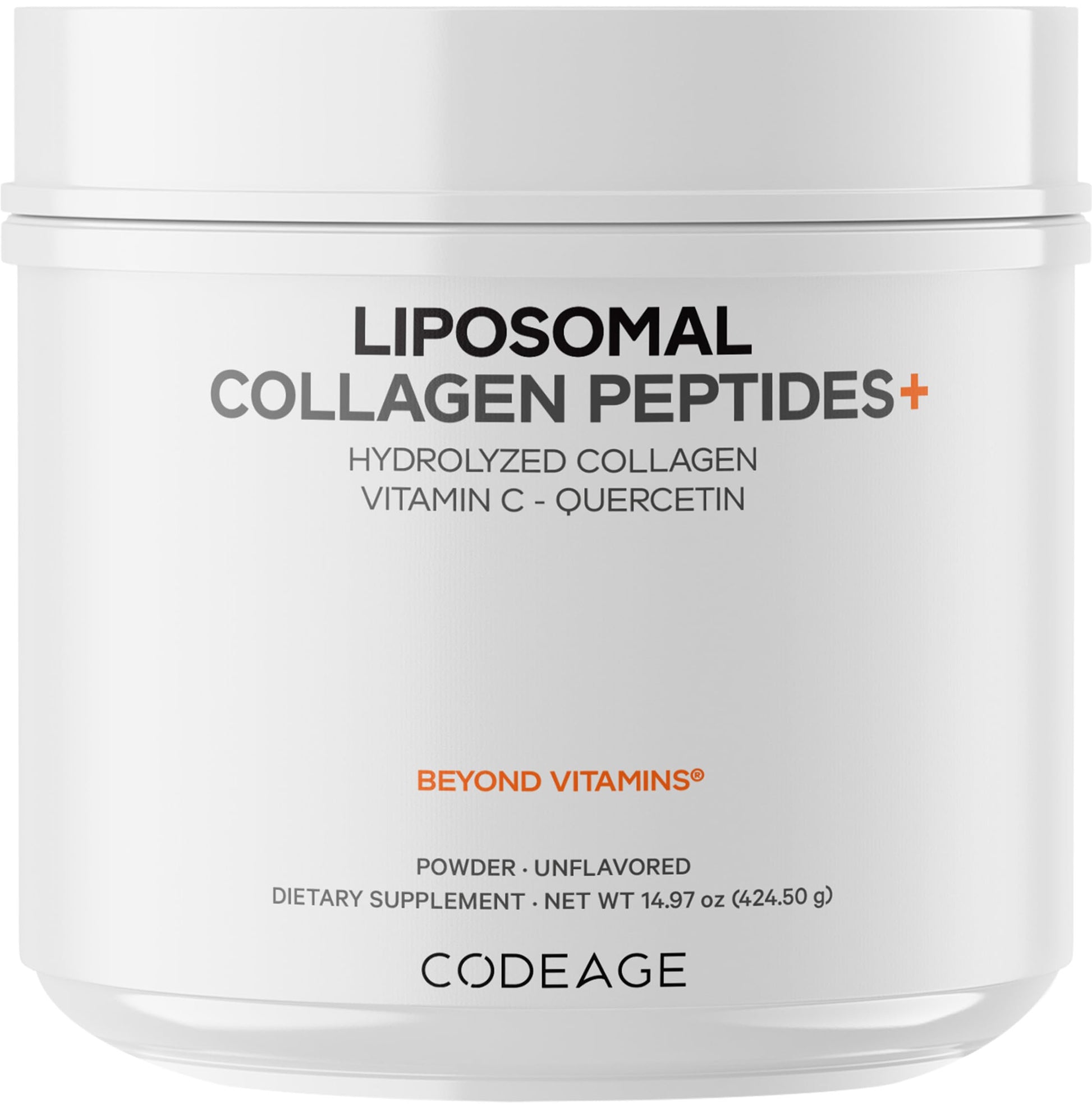 Codeage Liposomal Collagen Peptides Powder + Vitamin C & Quercetin, Phospholipid Complex, Grass-Fed Pasture-Raised Hydrolyzed Collagen Type I & III Supplement All-in-One, Non-GMO, 14.97 oz Codeage uk supplements