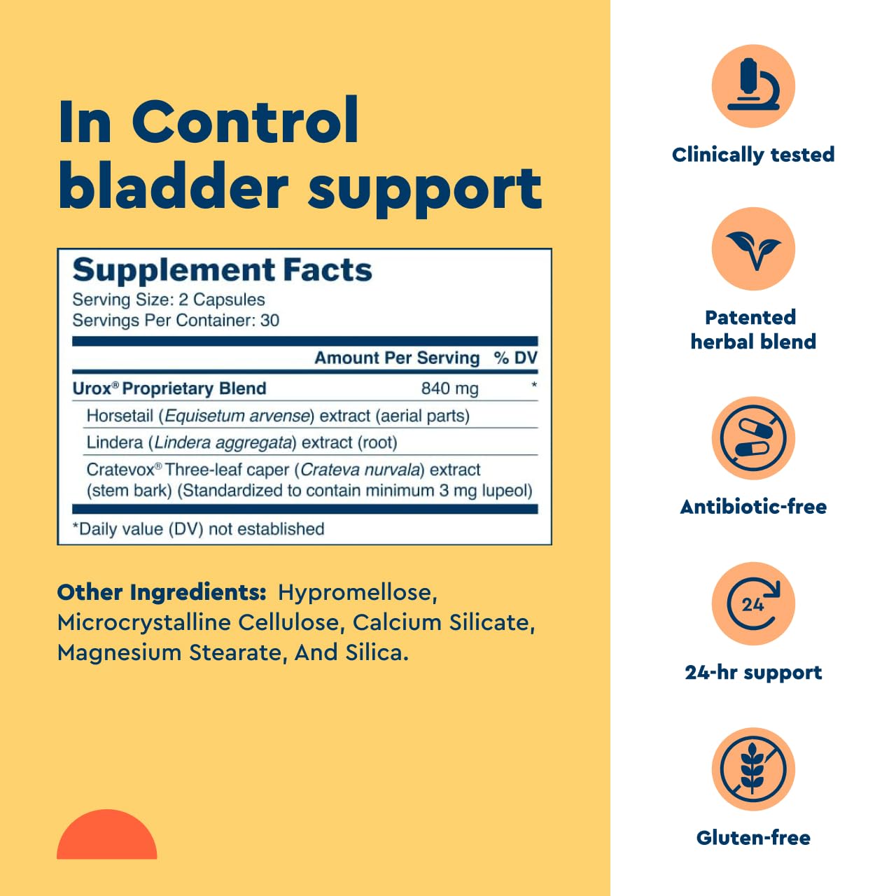 Uqora in Control Bladder Support - Daily Bladder Care & Support for Urinary Comfort - Made with botanicals, Like Horsetail & Spicebush - Gluten-Free & Vegetarian - 60 Capsules Uqora uk supplements