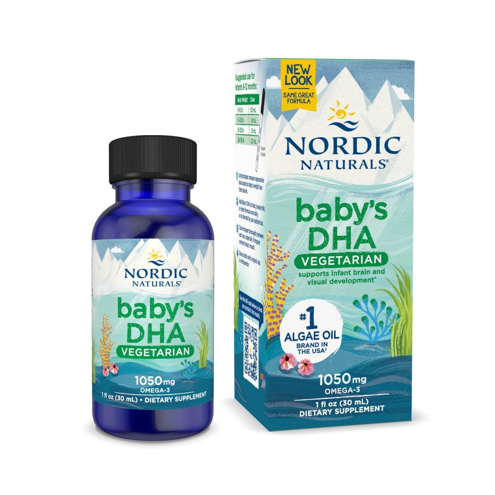 Nordic Naturals Baby’s DHA Vegetarian, Unflavored - 1050 mg Plant-Based Omega-3-1 oz - Supports Brain & Vision Development in Babies - Non-GMO, Vegan - 15 Servings Nordic Naturals uk supplements