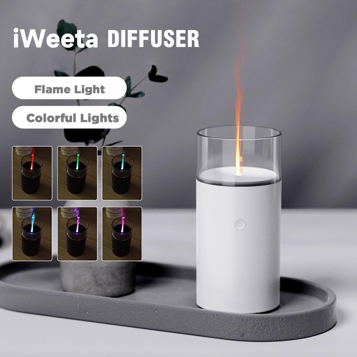 iWeeta Candlelight Diffuser,60ml Rechargeable Battery Operated Low Power Portable 10ml/H Aroma iweeta uk supplements