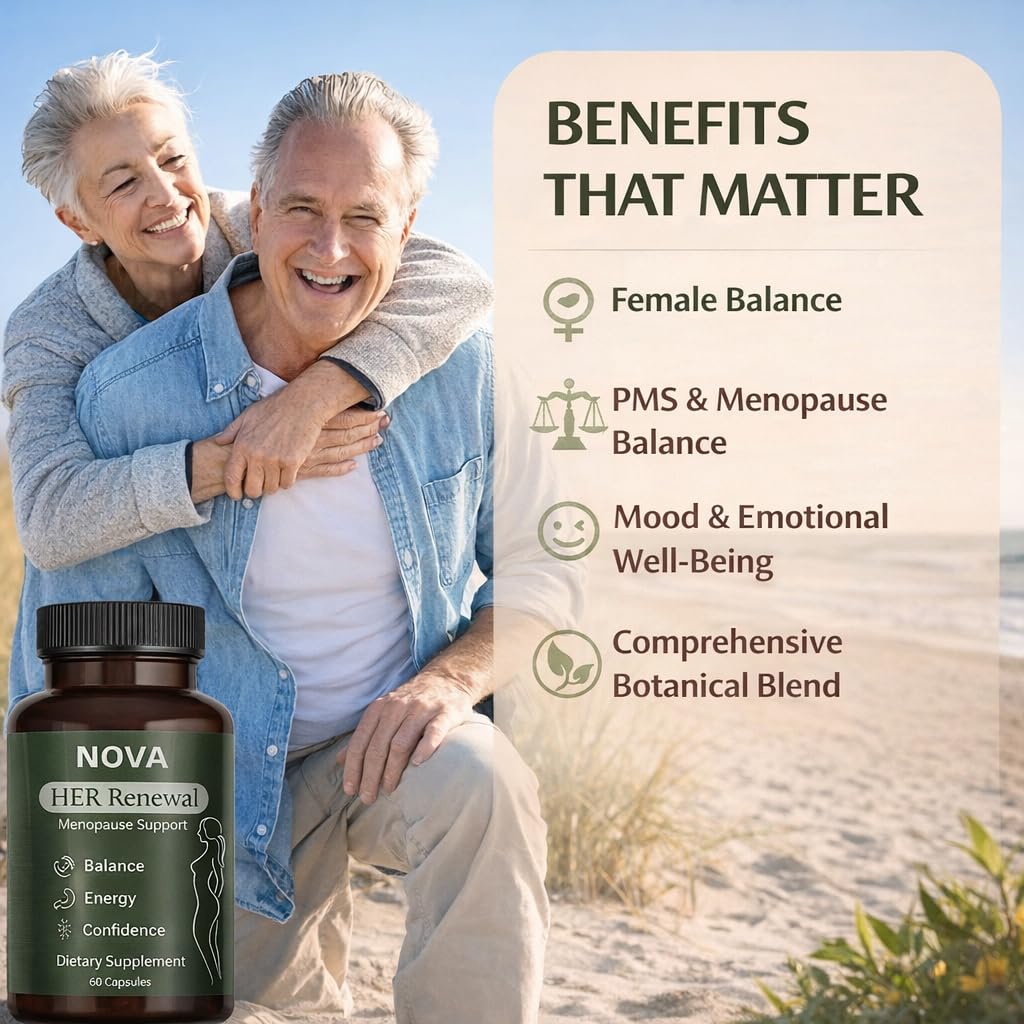 DFTLUUE NOVA Menopause Relief Support for Her - Probiotic Estrogen Balance Formula with Curcuminoids & Botanical Extracts – Supports Hormonal Balance, Comfort & Daily Well-Being – 60 Capsules (1) DFTLUUE uk supplements