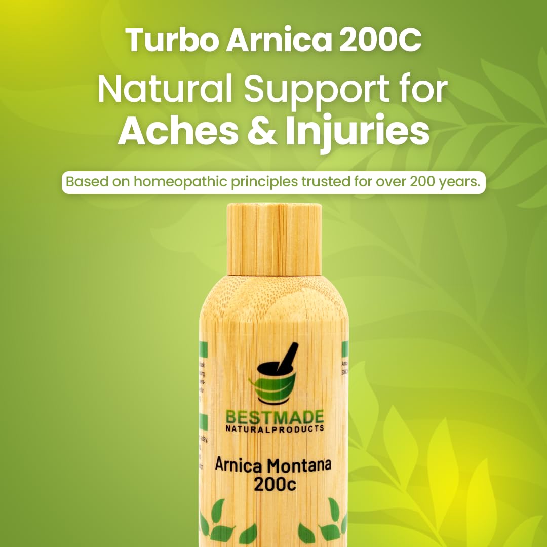 Bestmade Natural Products Turbo Arnica 200C - Comprehensive Arnica Pellets for Muscle Recovery, Soreness Relief, and Holistic Wellness Support, 350 Pellets Bestmade Naturalproducts.com uk supplements