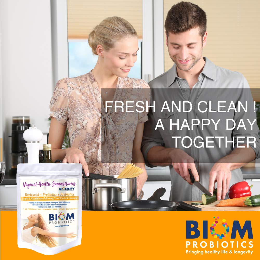 Biom Probiotics Prebiotics Boric acid Suppositories . Feminine Health Probiotic for Infections & pH Essentials VEGAN,PARABEN-FREE (10) Biom Probiotics uk supplements