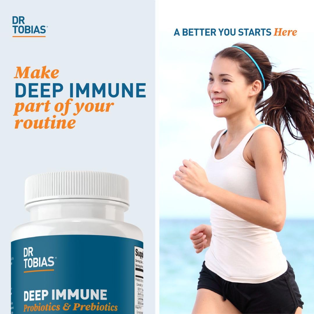 Dr. Tobias Deep Immune Probiotics & Prebiotics - Dual Action Digestion & Immune Support with PreforPro Prebiotics & Spore Forming Probiotics for Women & Men - 120 Capsules (60 Servings) Dr. Tobias uk supplements