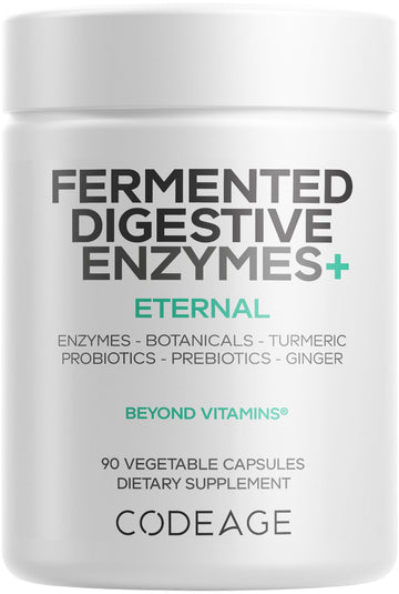 Codeage Fermented Digestive Enzymes Supplement 3-Month Supply - 14 Digestive Enzymes, Probiotics, Prebiotics, Fermented Botanicals