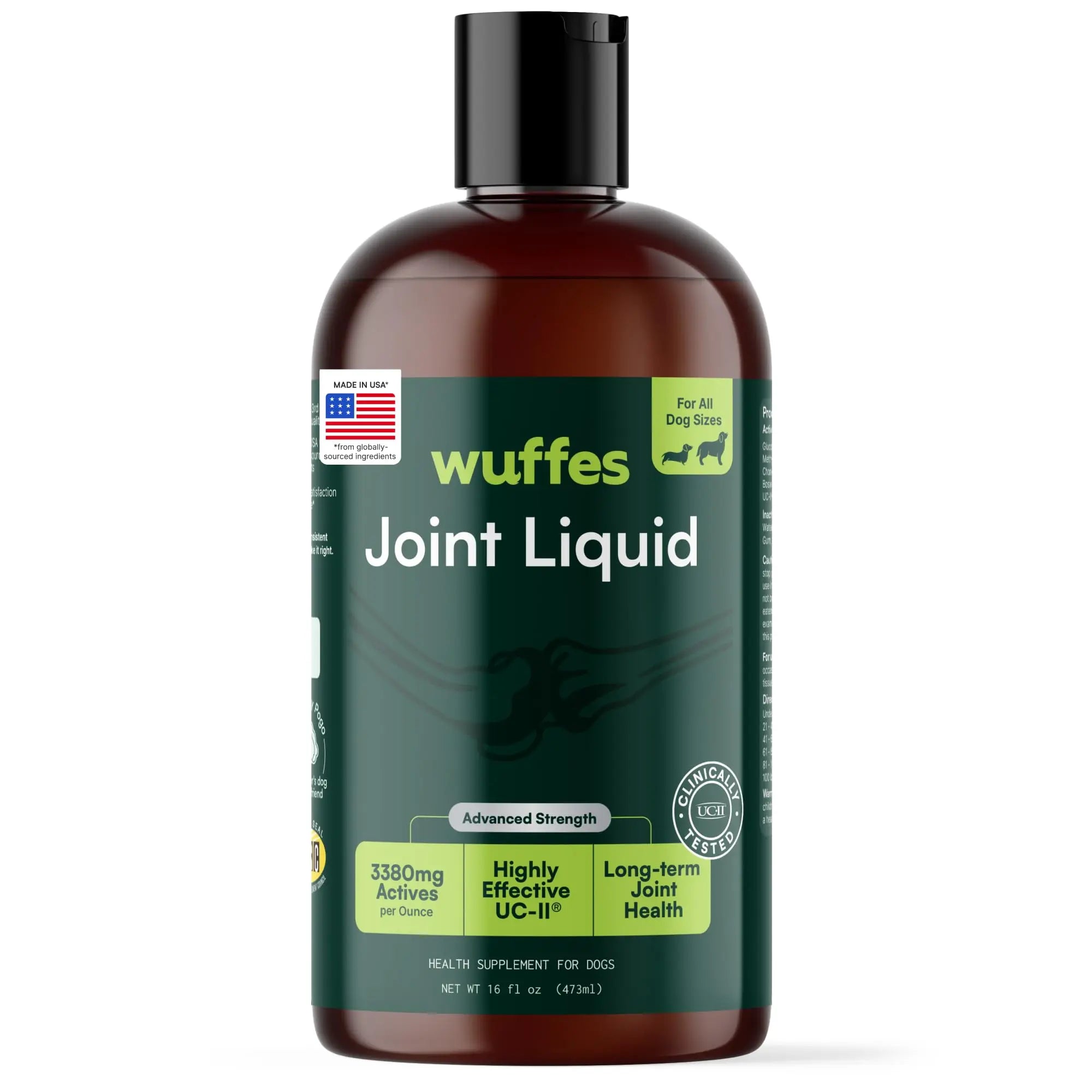 Wuffes Advanced Joint Liquid for Dogs, Hip & Joint Support Supplement with Glucosamine, Chondroitin, UC-II® Collagen, and MSM, for Small & Large Breeds, 16 Oz Wuffes uk supplements