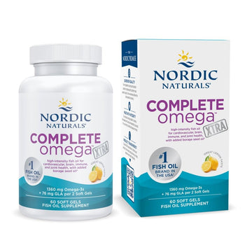 Nordic Naturals Complete Omega Xtra, Lemon - 60 Soft Gels - 1360 mg Omega-3 + 76 mg GLA - Healthy Skin - Cognition - Non-GMO - 30 Servings Nordic Naturals uk supplements