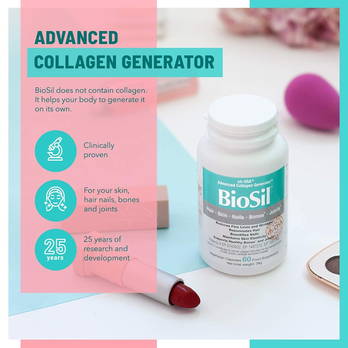 Advanced Collagen Generator with Vitamin C, BIOSIL Supplement for Women - Supports Healthy Hair BioSil uk supplements