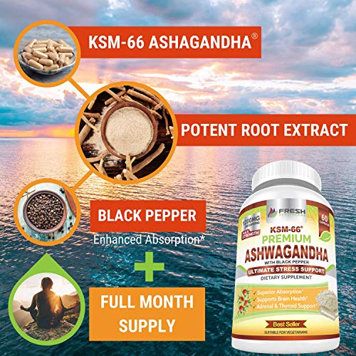 FRESH HEALTHCARE Ashwagandha Capsules KSM 66-1200mg Pure and Potent FRESH HEALTHCARE uk supplements