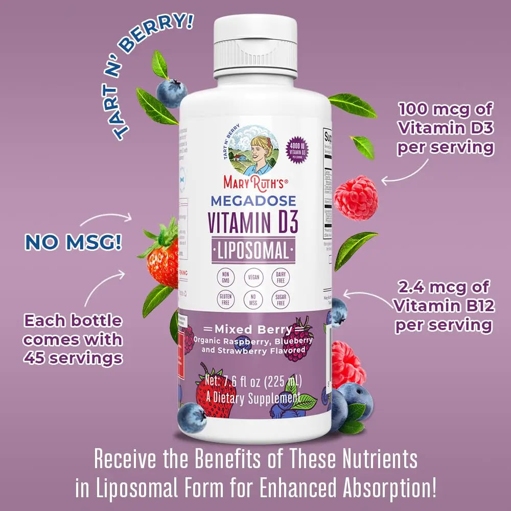 MaryRuth Organics Kids Multivitamin Liposomal (Strawberry Cherry & Vanilla) & Vitamin D3 Liposomal (Mixed Berry) Clean Label Project Verified MARYRUTH'S uk supplements