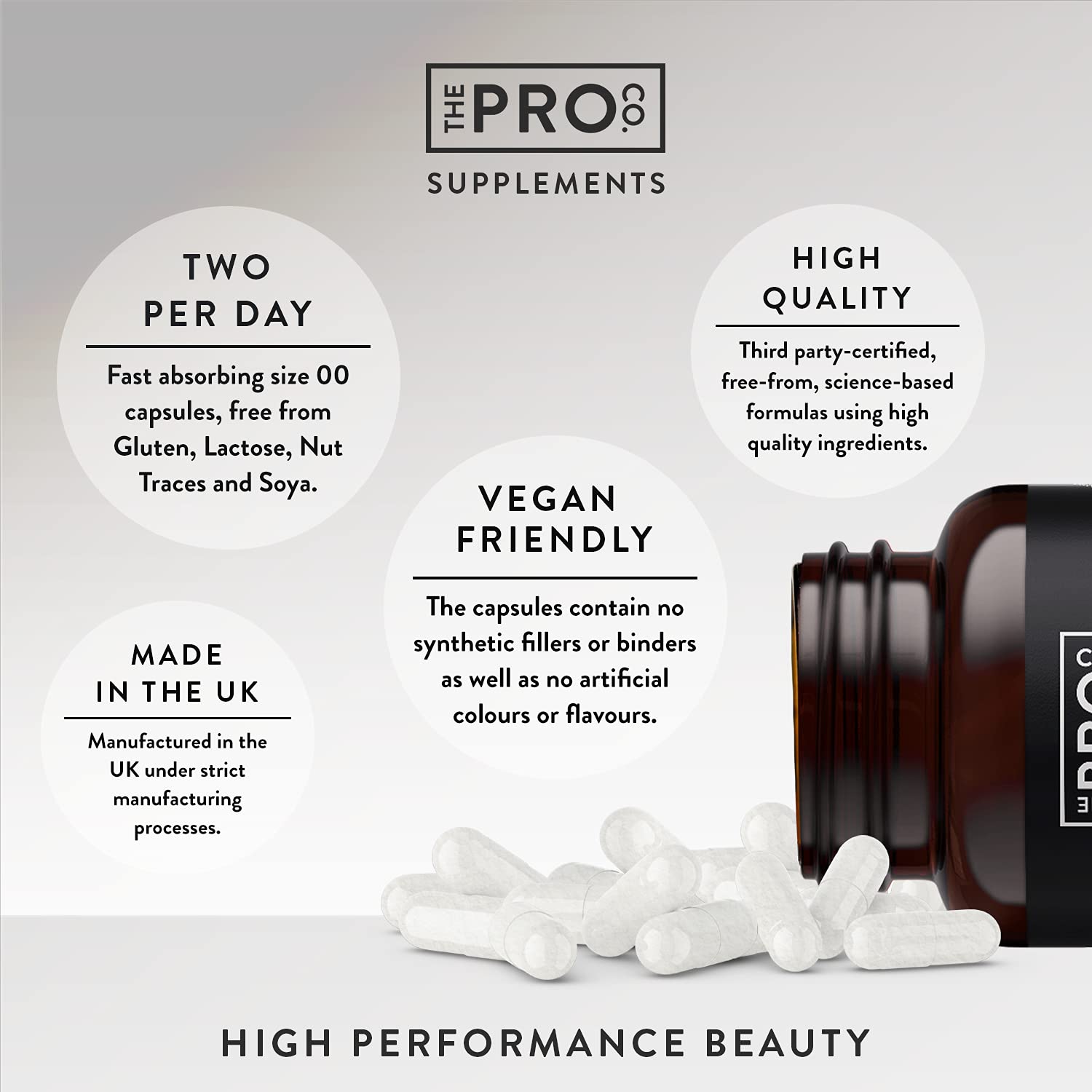 Premium Vegan Collagen Booster Supplement - Hair Skin & Nails Vitamins The Pro Co uk supplements