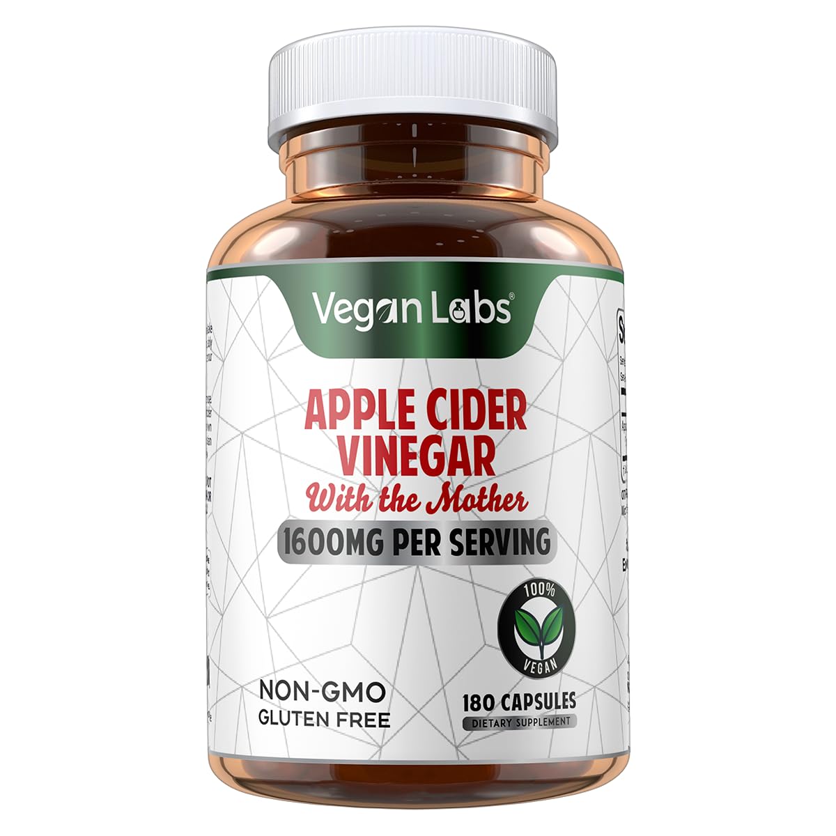 Vegan Labs Apple Cider Vinegar Capsules with The Mother- 180 Vegan Capsules Vegan Labs uk supplements