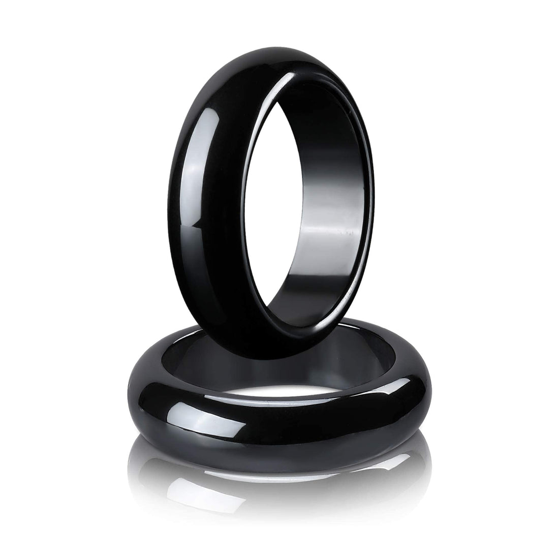 2PCS Genuine Hematite Ring for Women Men Unisex, Black Hematite Stone Ring Anxiety Balance Yhluck uk supplements