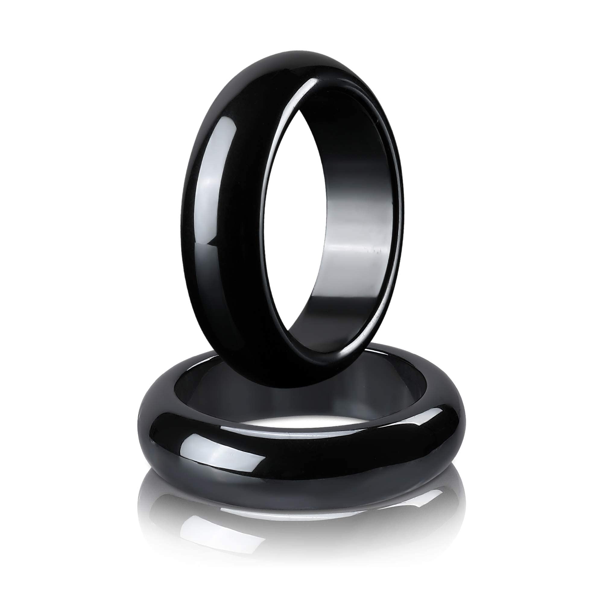 2PCS Genuine Hematite Ring for Women Men Unisex, Black Hematite Stone Ring Anxiety Balance Yhluck uk supplements