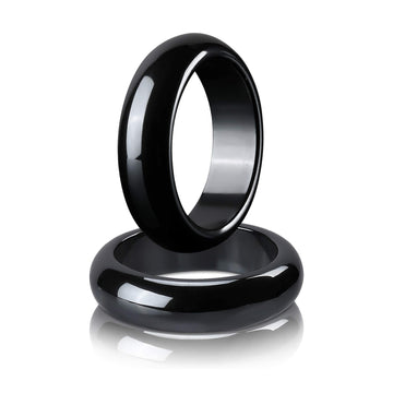 2PCS Genuine Hematite Ring for Women Men Unisex, Black Hematite Stone Ring Anxiety Balance Yhluck uk supplements