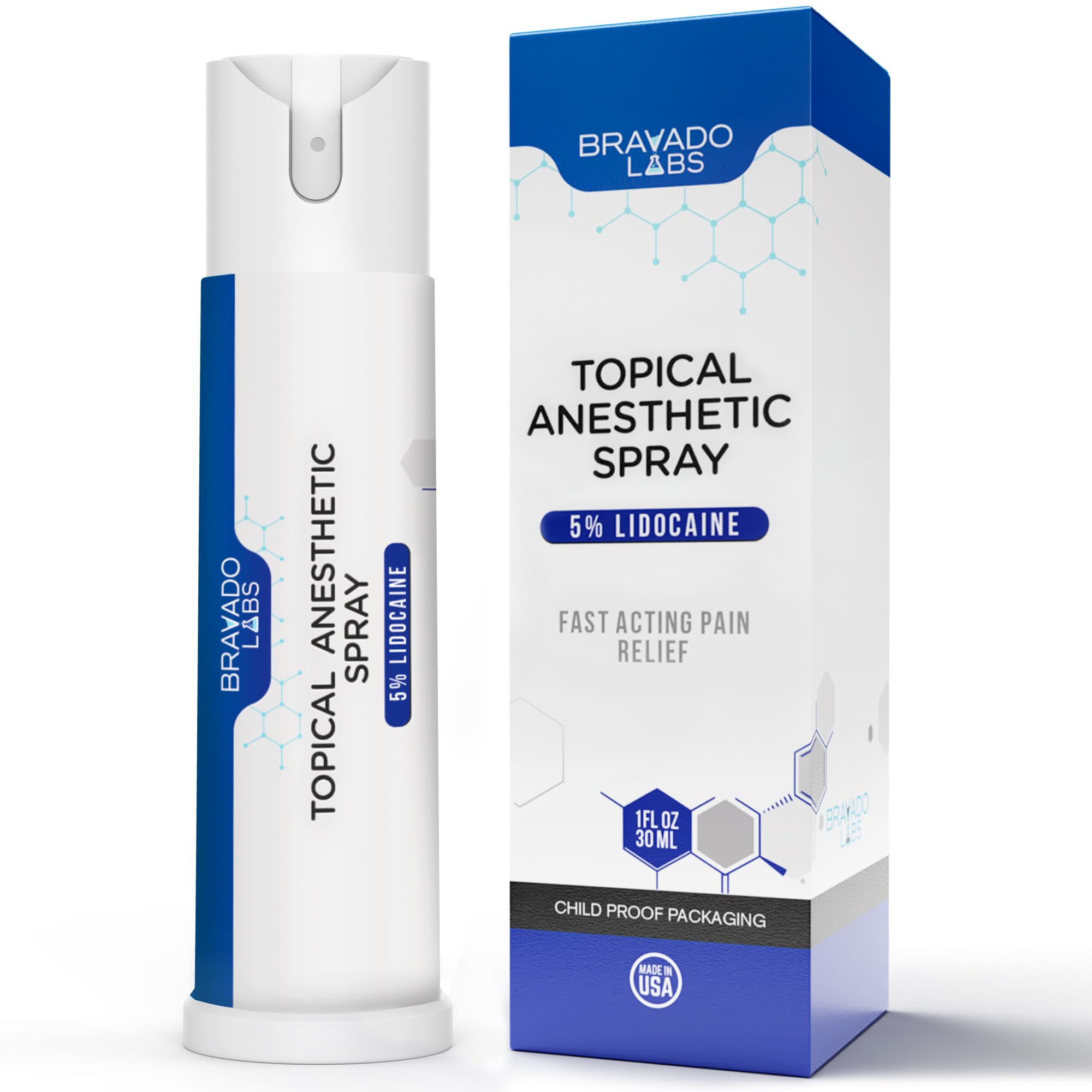 Bravado Labs 5% Lidocaine Spray Pain Relief - Maximum Strength Numbing Spray with Arnica & Emu Oil - Topical Anesthetic for Burns, Pain & Itch Relief - 1oz Bravado Labs uk supplements