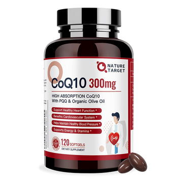 NATURE TARGET CoQ10-300mg-Softgels + PQQ with Organic-Olive-Oil - High Absorption NATURE TARGET uk supplements