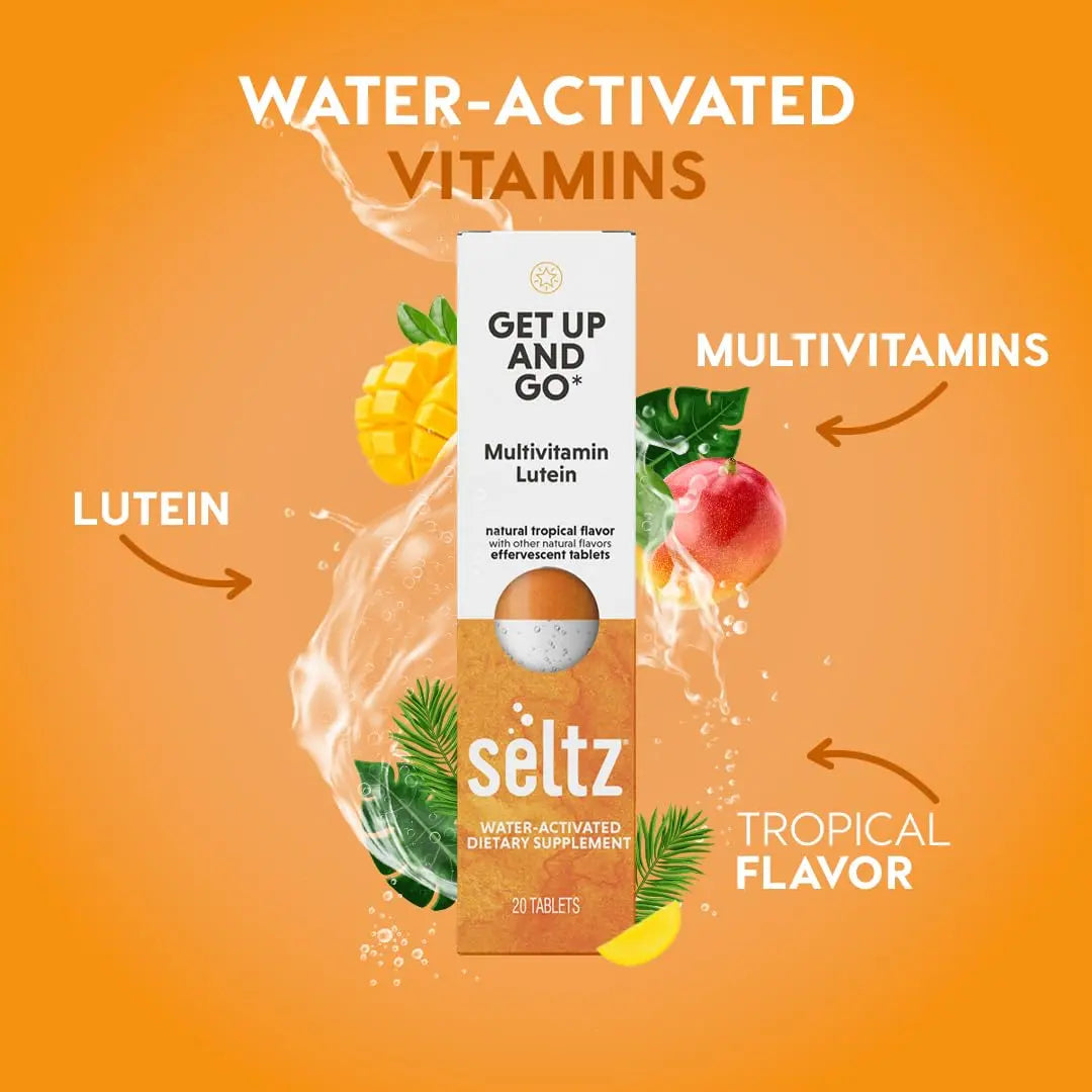 Seltz® Get Up and Go – Effervescent Multivitamin with Lutein for Daily Energy, Eye Health & Antioxidant Support Seltz uk supplements