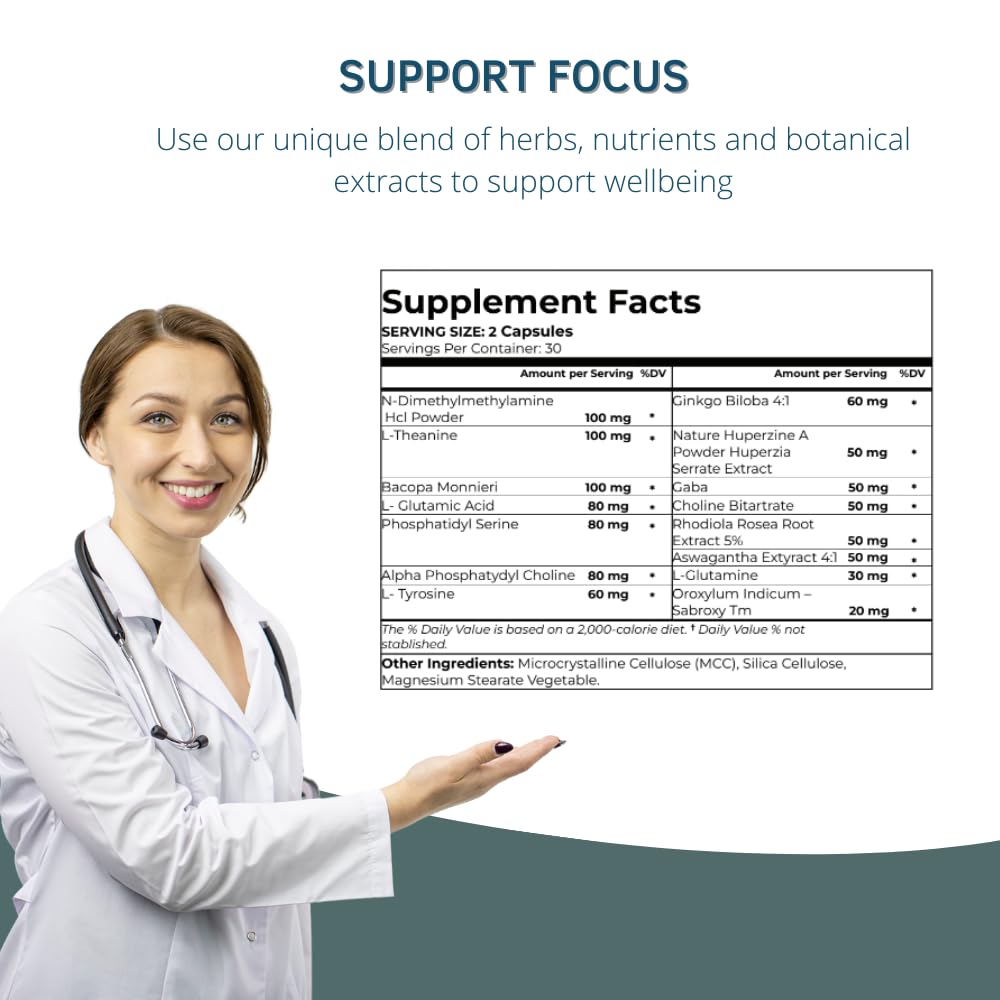BY CARIOLA Neural-L Natural Brain Support Supplement 60 Caps - Mental Support – Memory Booster - Concentration - Natural Formula - Ashwagandha - L-Tyrosine - L-Theanine BY CARIOLA uk supplements