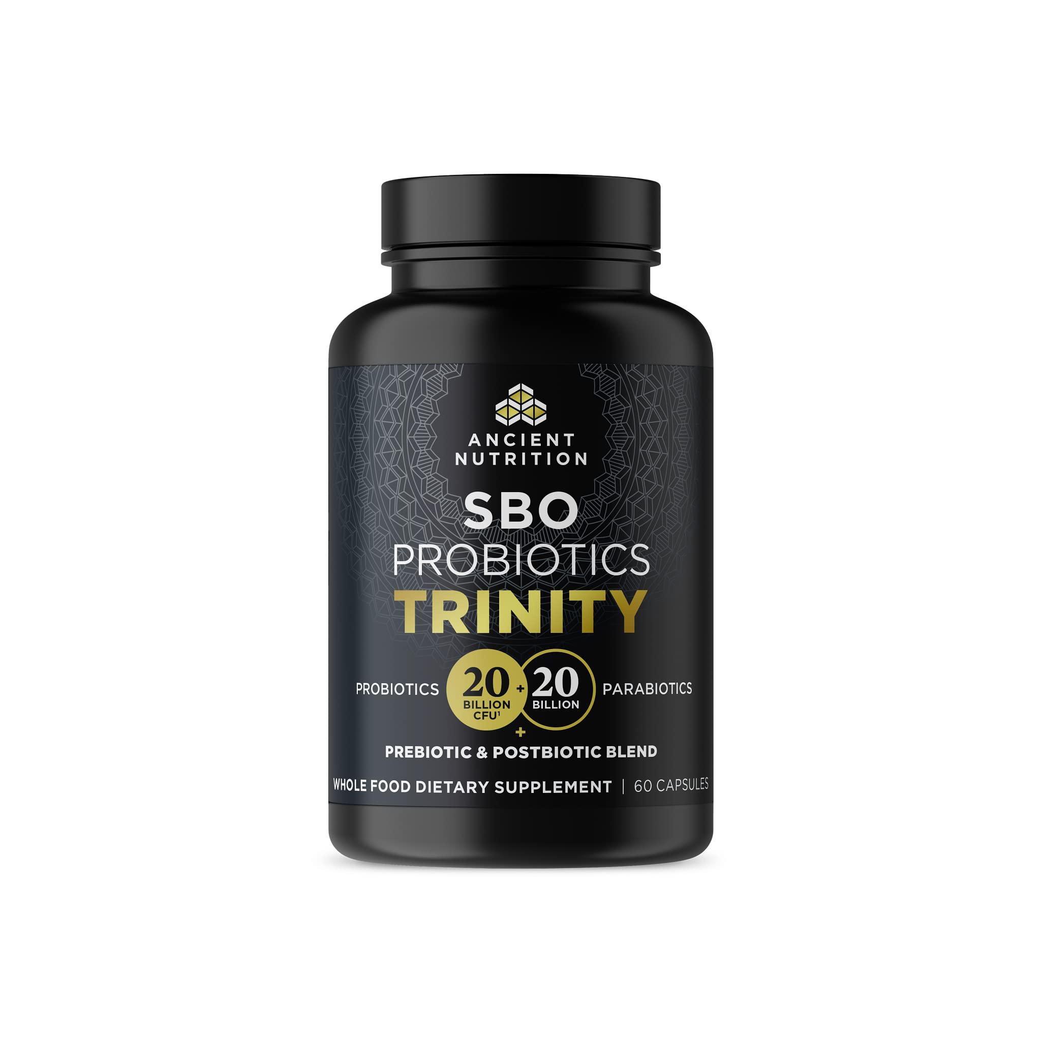 Ancient Nutrition SBO Probiotic Trinity Daily Care, Probiotics for Digestive Health, 40 Billion Blend of Prebiotics, Probiotics, Postbiotics, and Parabiotics Reduces Occasional Bloating, 60 Count Ancient Nutrition uk supplements