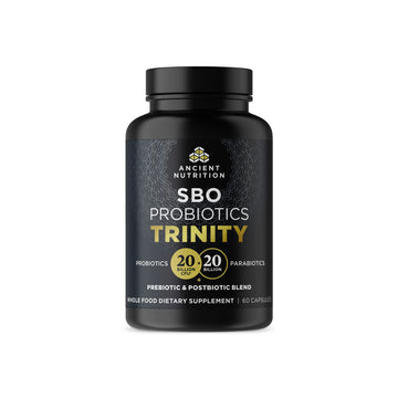 Ancient Nutrition SBO Probiotic Trinity Daily Care, Probiotics for Digestive Health, 40 Billion Blend of Prebiotics, Probiotics, Postbiotics, and Parabiotics Reduces Occasional Bloating, 60 Count Ancient Nutrition uk supplements