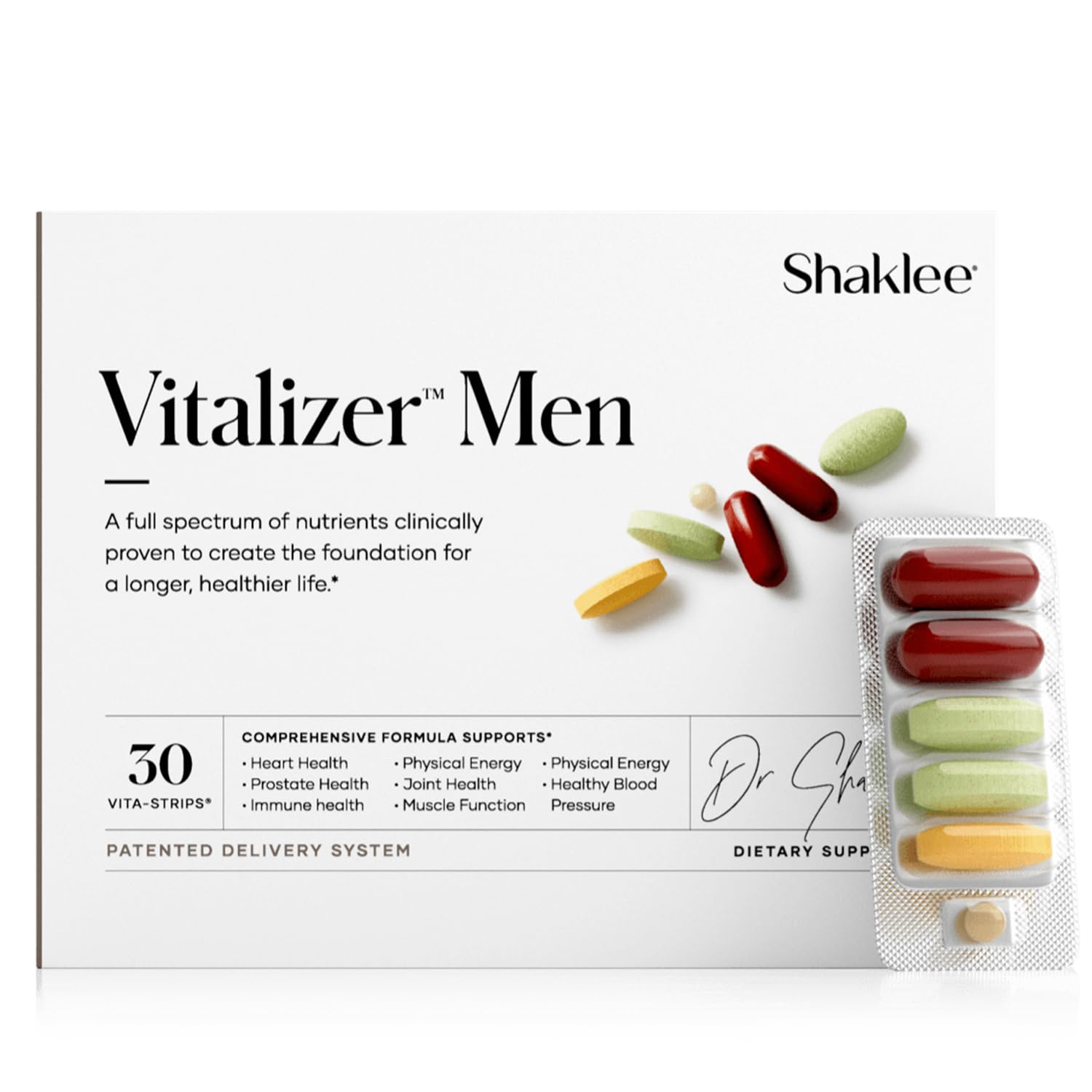 Shaklee - Vitalizer™ Men - Advanced Nutrition Vita-Strips® with Vitamins, Minerals, Omega-3s, Probiotics & More for Heart, Joint, Immune, Bone, Digestive Health & Physical Energy - 30 Vita-Strips® Shaklee uk supplements