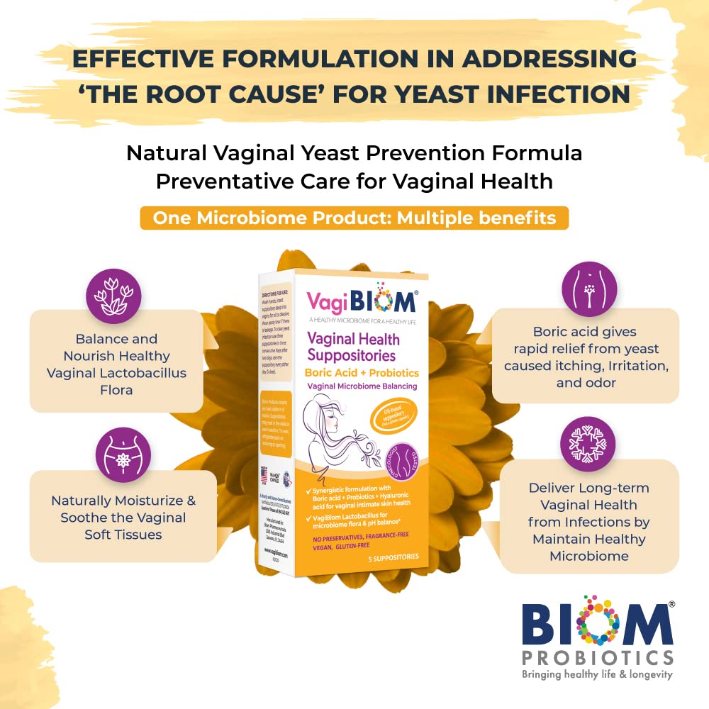 VagiBiom Boric Acid Suppositories with Lactobacillus: Microbiome Flora Balance; Balance and Nourishes VagiBiom uk supplements