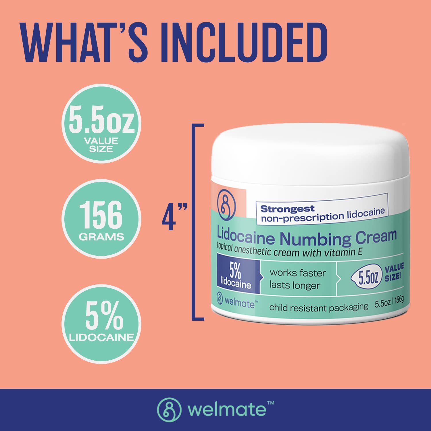 WELMATE | 5% Lidocaine | Numbing Cream Maximum Strength | Topical Anesthetic WELMATE uk supplements