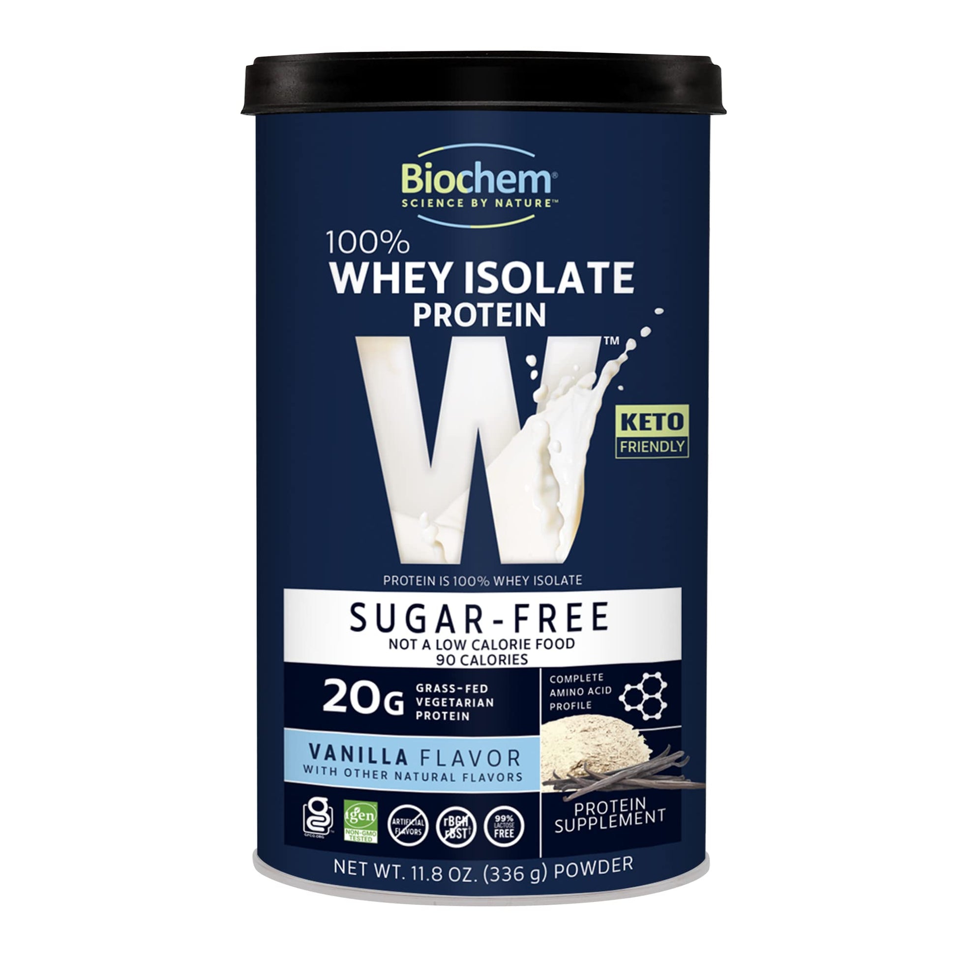 Biochem 100% Whey Sugar-Free Vanilla 20g, 11.8oz, Certified Vegetarian, Certified Gluten Biochem uk supplements