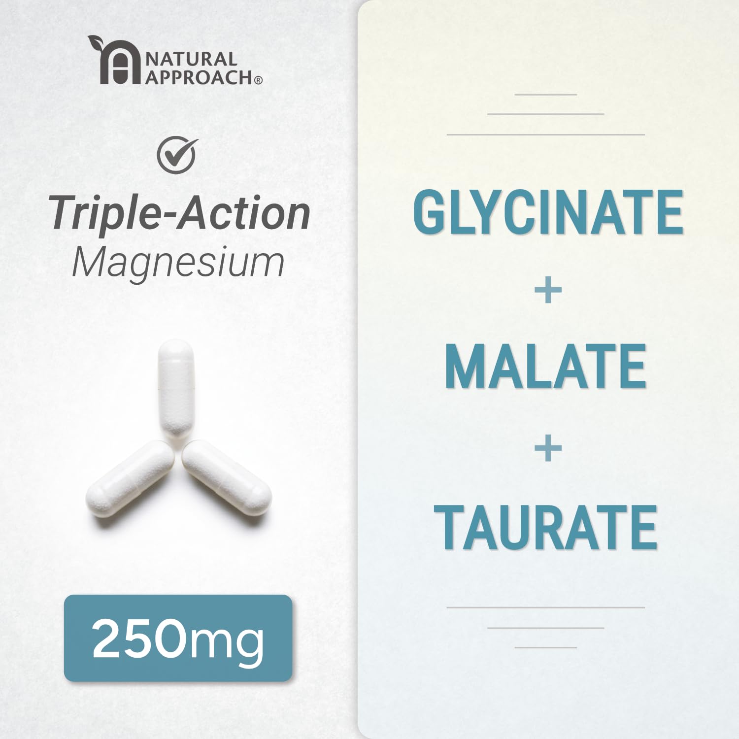 High Absorption Magnesium Complex with Glycinate, Malate & Taurate - Premium Magnesium Supplement for Sleep, Relaxation, Leg Cramps & Stress Relief - 100% Chelated & Easy On The Gut - 90 Capsules Natural Approach uk supplements